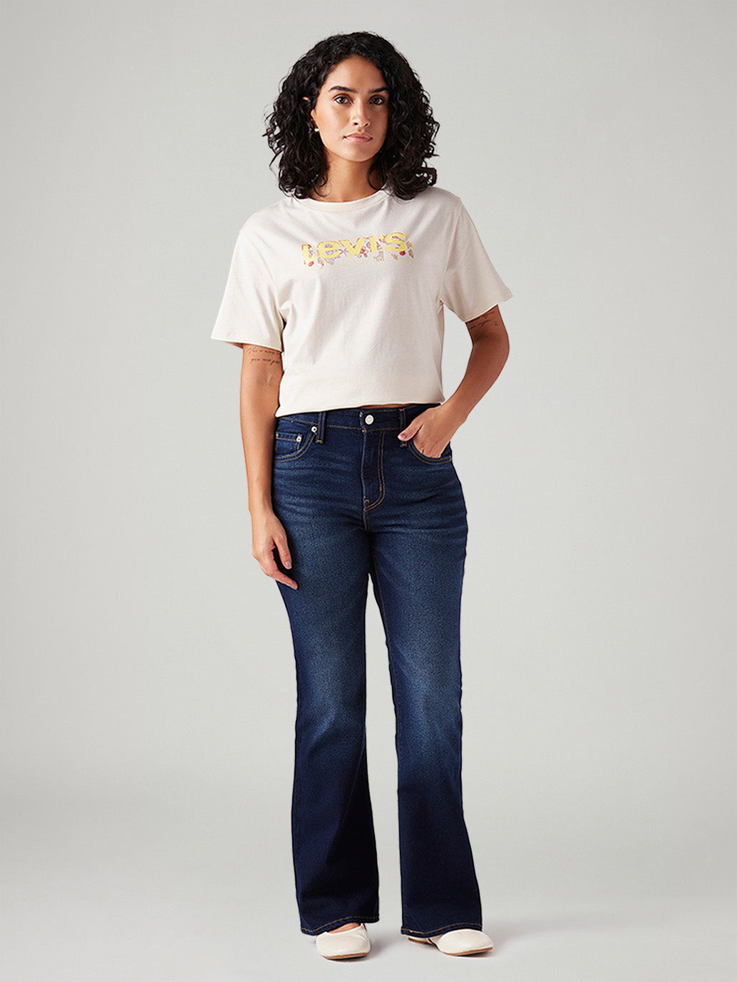 Women's 726 Dark Blue Flared Fit High Rise Jeans - Front View