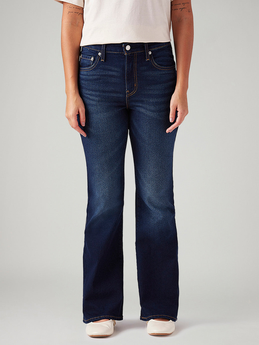Women's 726 Dark Blue Flared Fit High Rise Jeans - Front View
