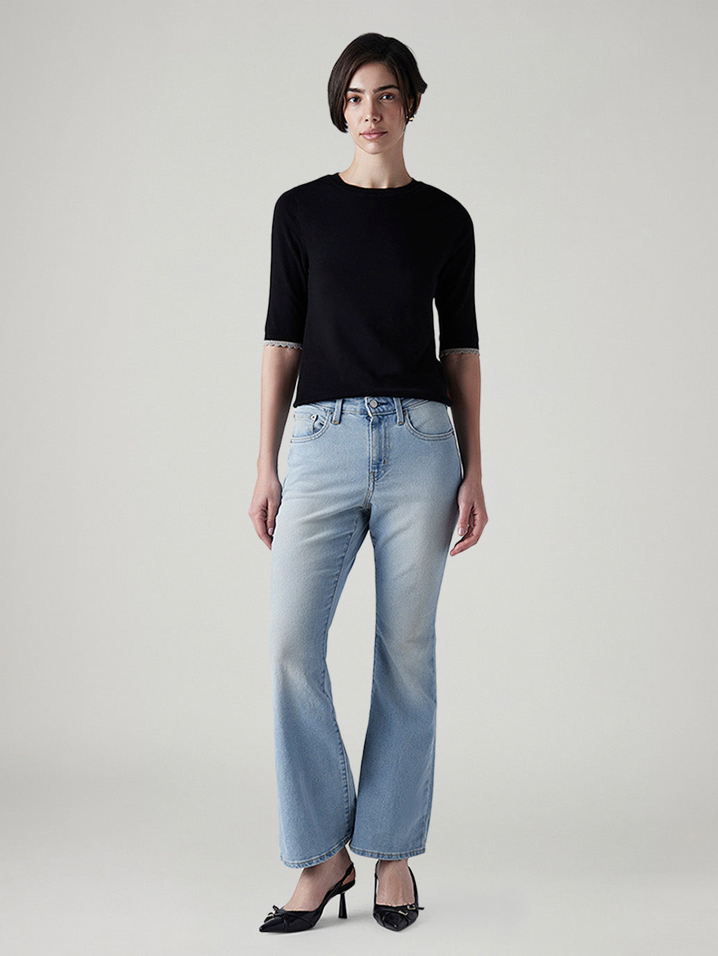 Women's 726 Light Indigo Flared Fit High Rise Jeans - Front View