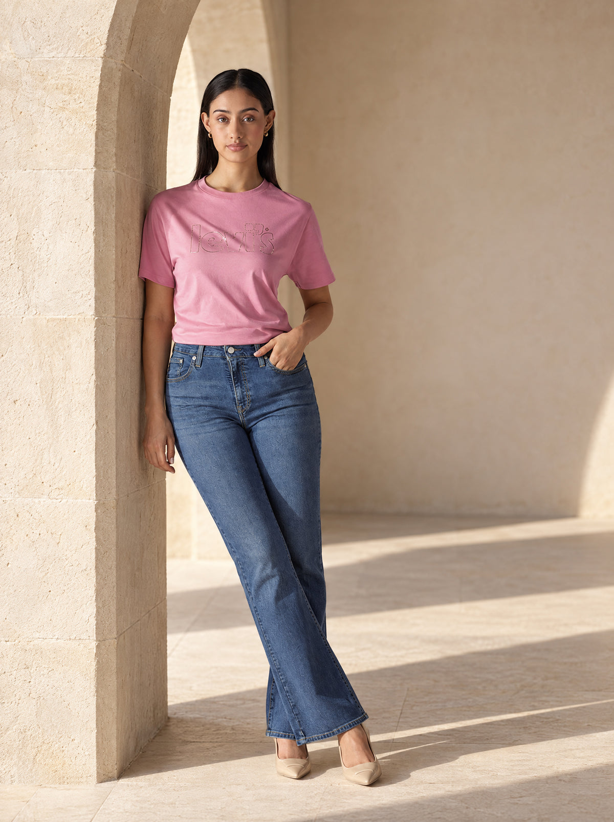 Womens 726 High Rise Flared Fit Cotton Stretch blend Jeans