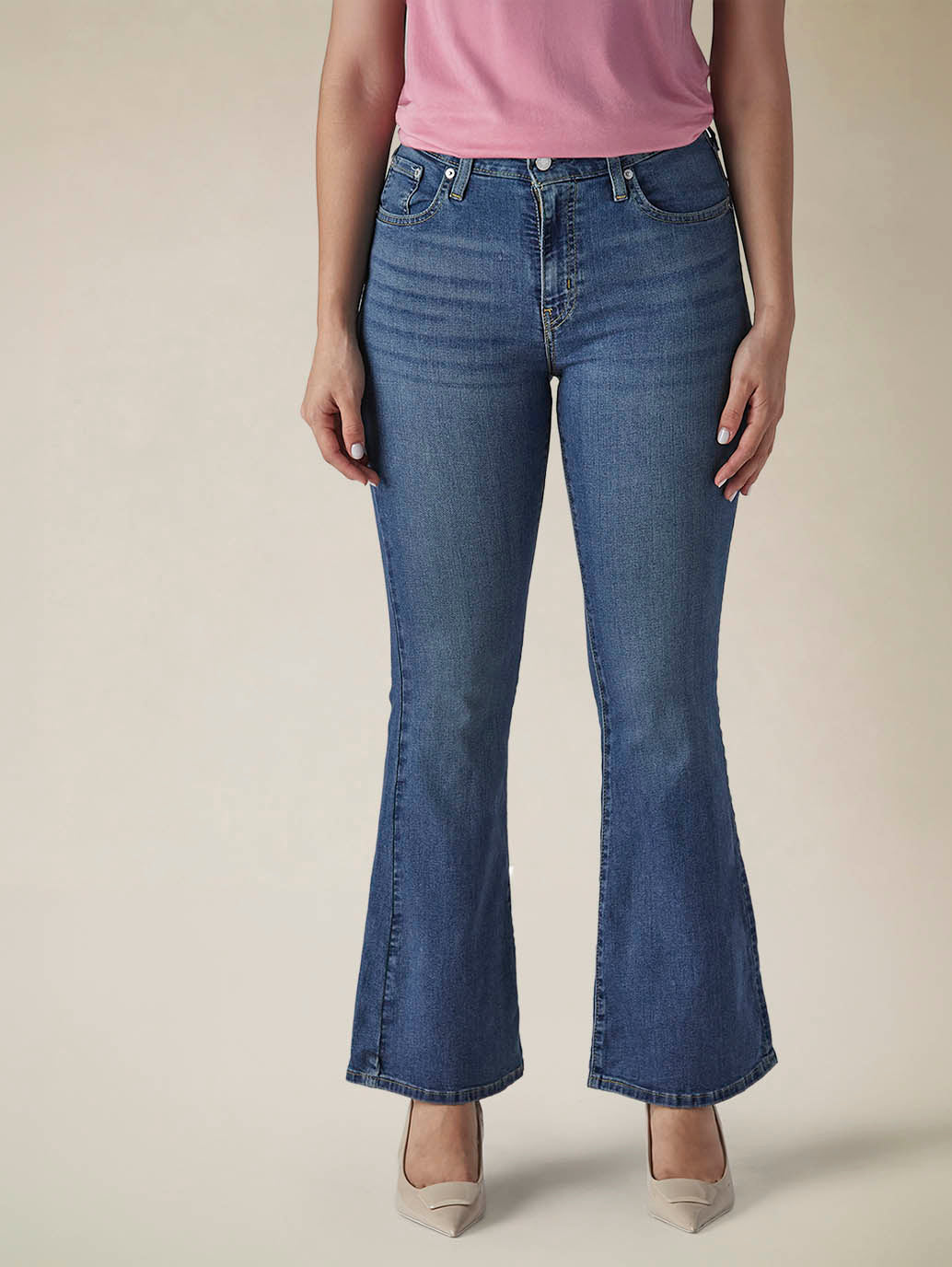 Womens 726 High Rise Flared Fit Cotton Stretch blend Jeans - Front View