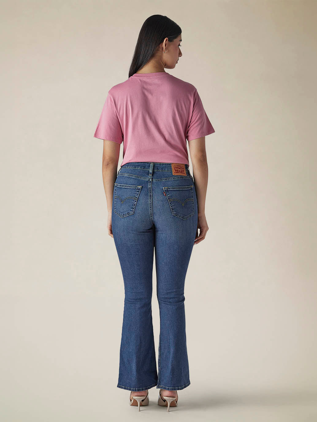 Womens 726 High Rise Flared Fit Cotton Stretch blend Jeans - Back View
