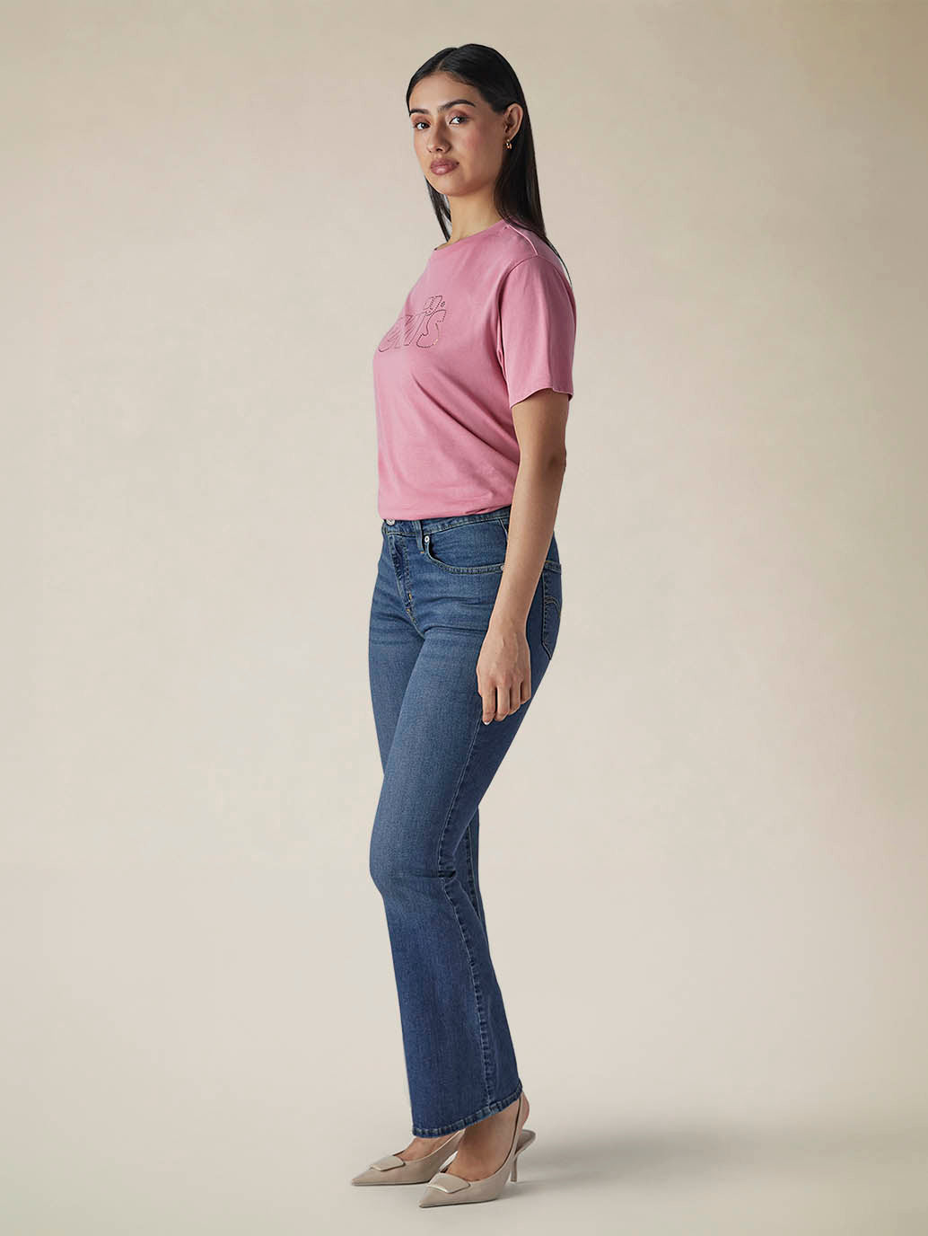 Womens 726 High Rise Flared Fit Cotton Stretch blend Jeans - Side View
