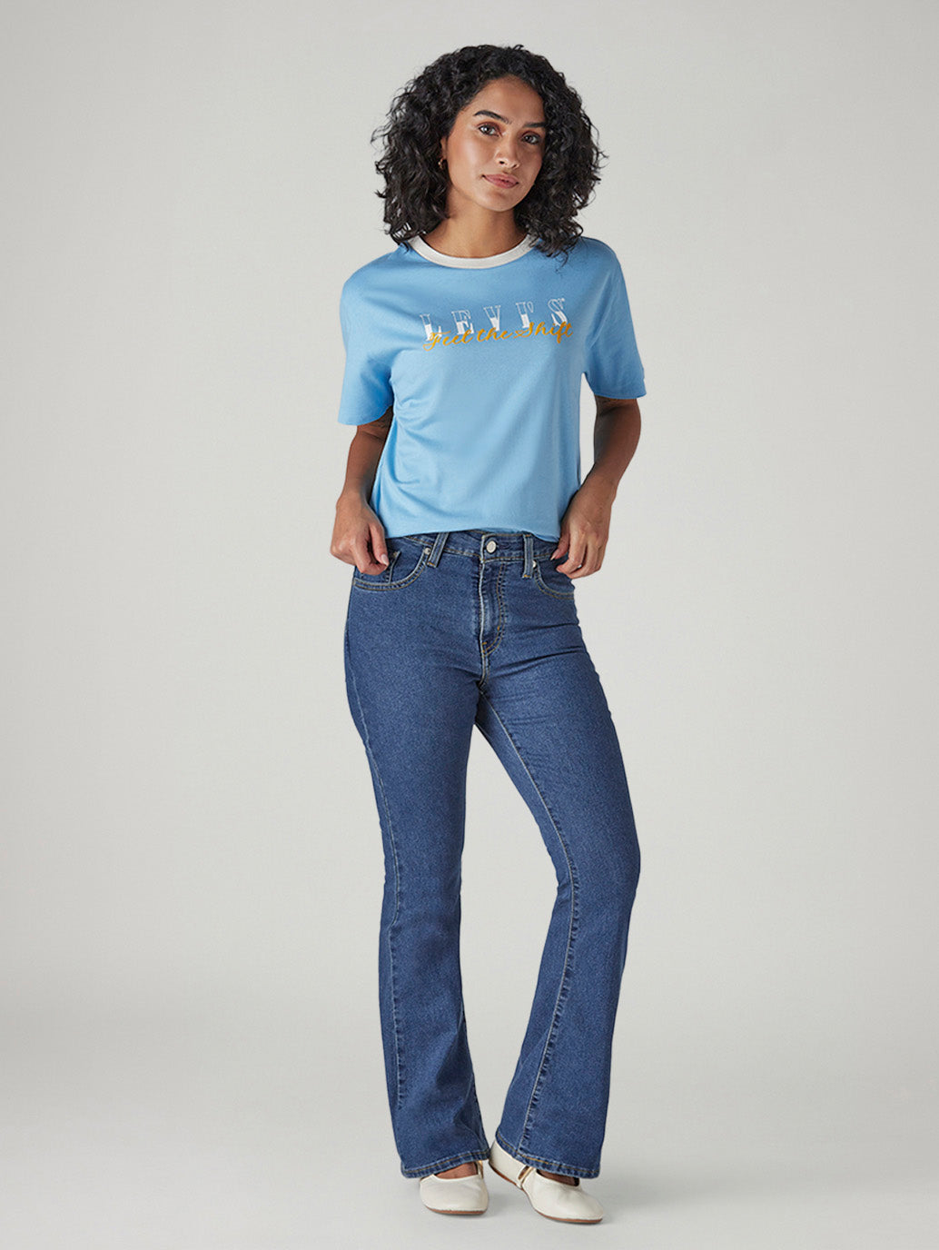 Women's 726 Blue Flared Fit High Rise Jeans