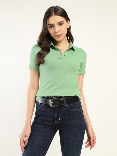 Women's Solid Slim Fit Polo T-Shirt