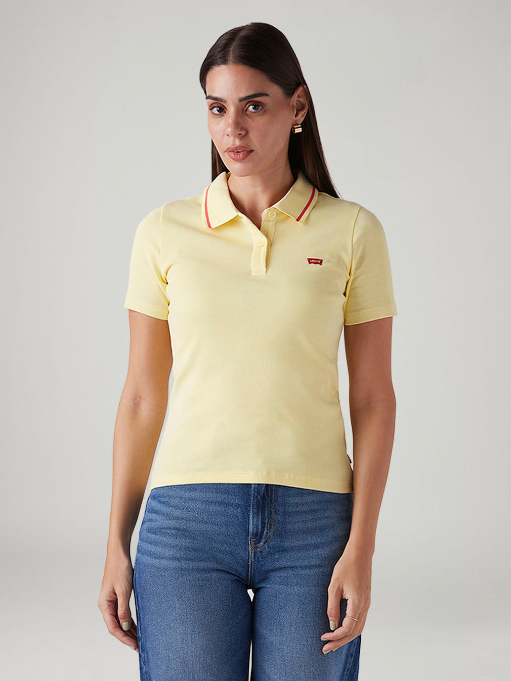Women's Solid Yellow Slim Fit Polo Ribbed T-shirt - 7bdec02b-c916-4537-986d-78ed636b414a View