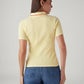 Women's Solid Yellow Slim Fit Polo Ribbed T-shirt - 75d67d5c-0adb-4866-b5bc-07d59f0b1628 View