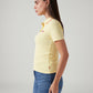 Women's Solid Yellow Slim Fit Polo Ribbed T-shirt - 2ebe193b-a328-43f6-b6db-ffcfd6ee7b68 View