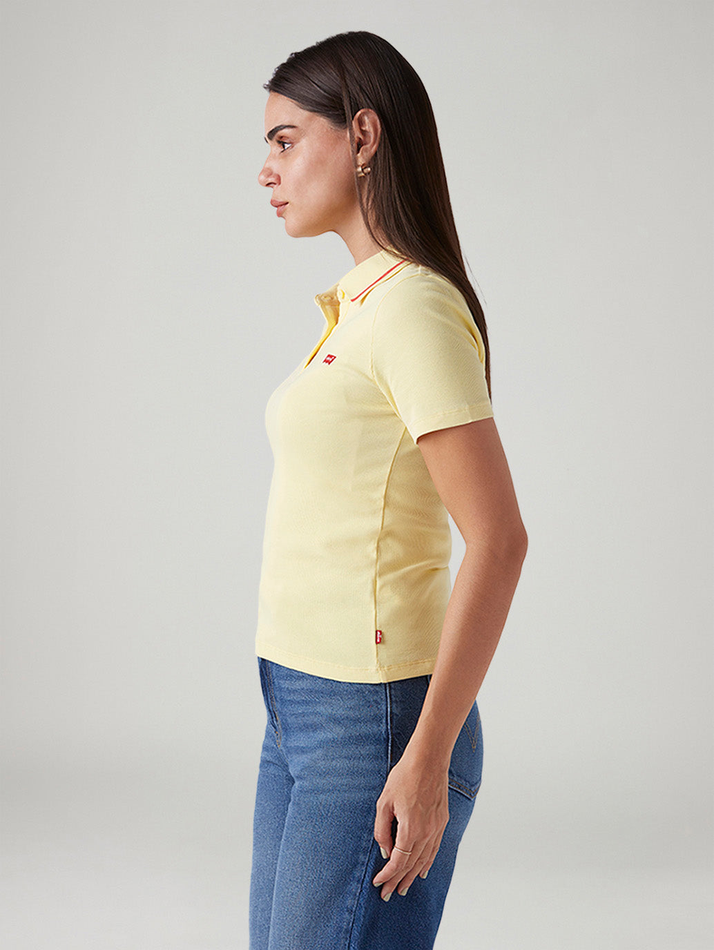 Women's Solid Yellow Slim Fit Polo Ribbed T-shirt - 2ebe193b-a328-43f6-b6db-ffcfd6ee7b68 View