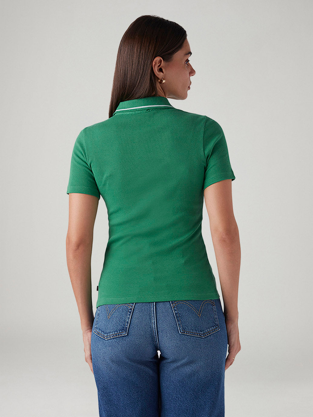 Women's Solid Green Slim Fit Polo Ribbed T-shirt - 0011050a-4689-4224-9440-6ac76b9ce293 View