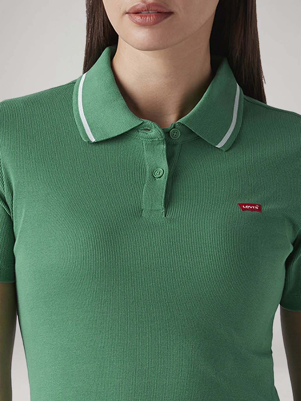 Women's Solid Green Slim Fit Polo Ribbed T-shirt - 0c7a6b5e-2567-4c5d-a7d5-bf06896db970 View