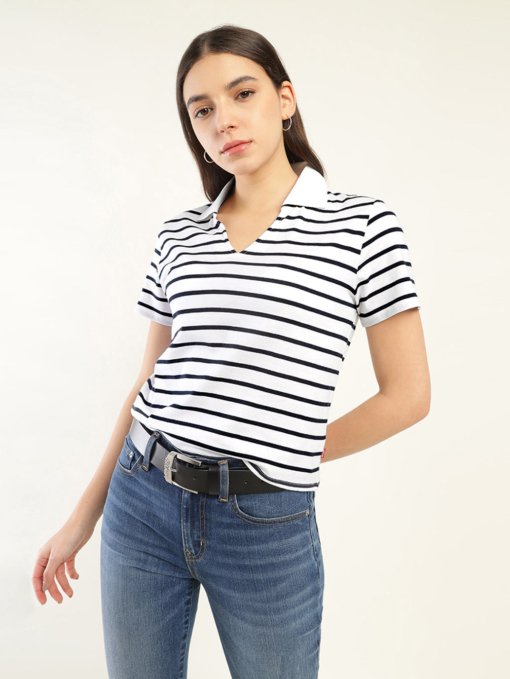 Women's Striped Polo T-Shirt