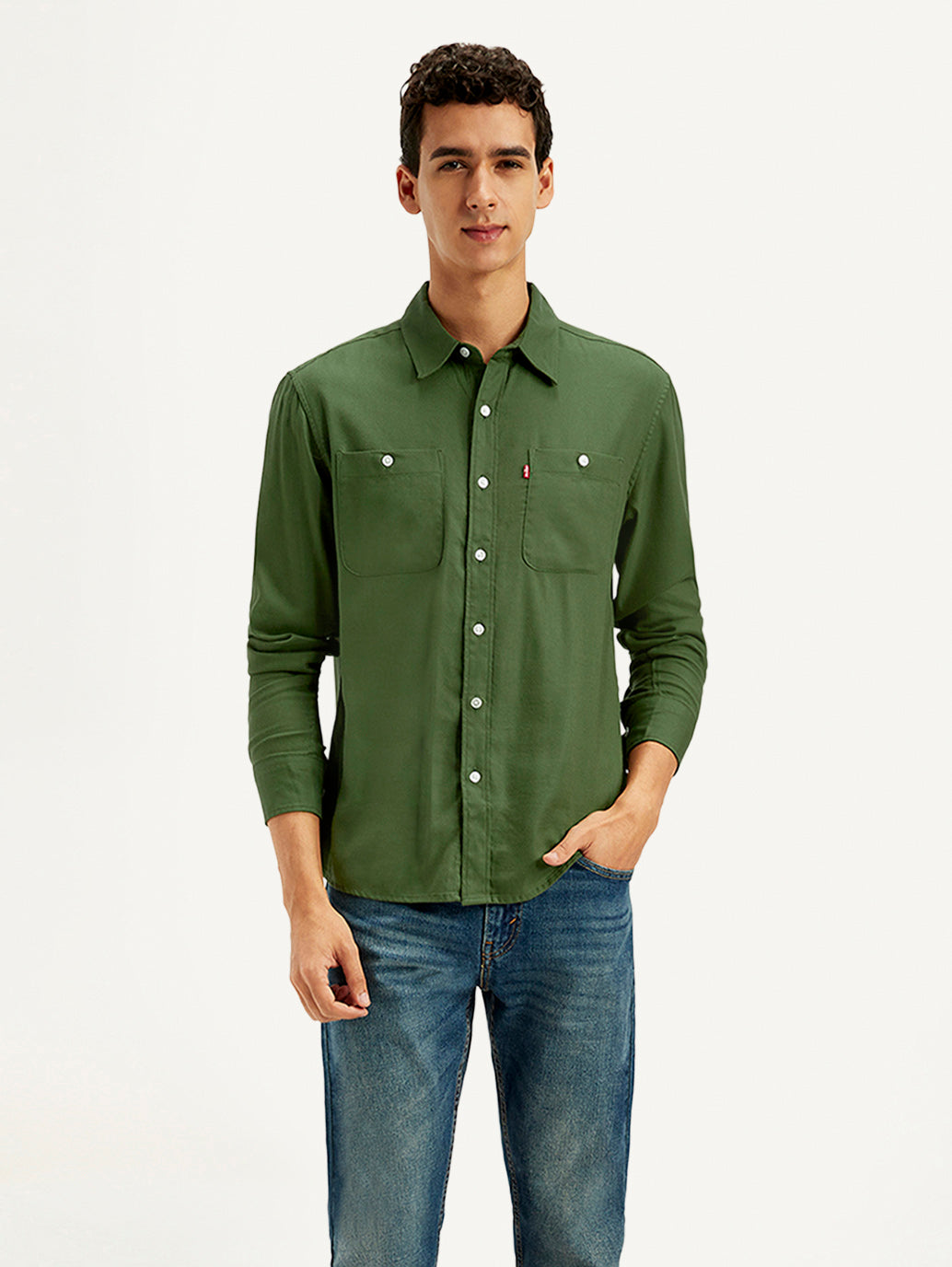 Men's Solid Slim Fit Shirt - Front View