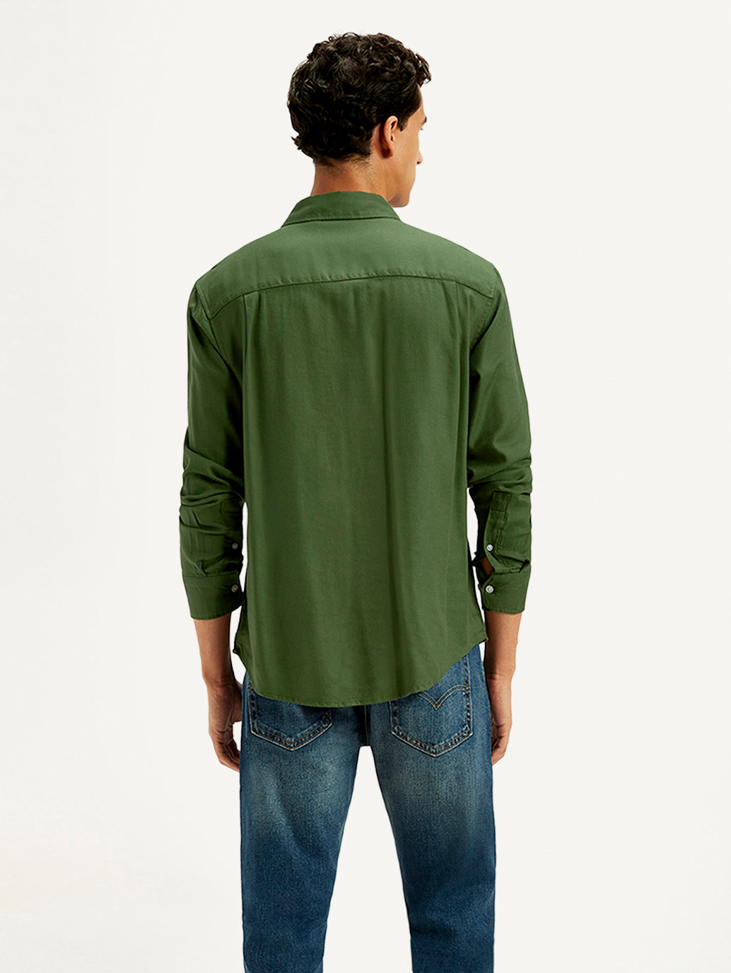 Men's Solid Slim Fit Shirt - Back View