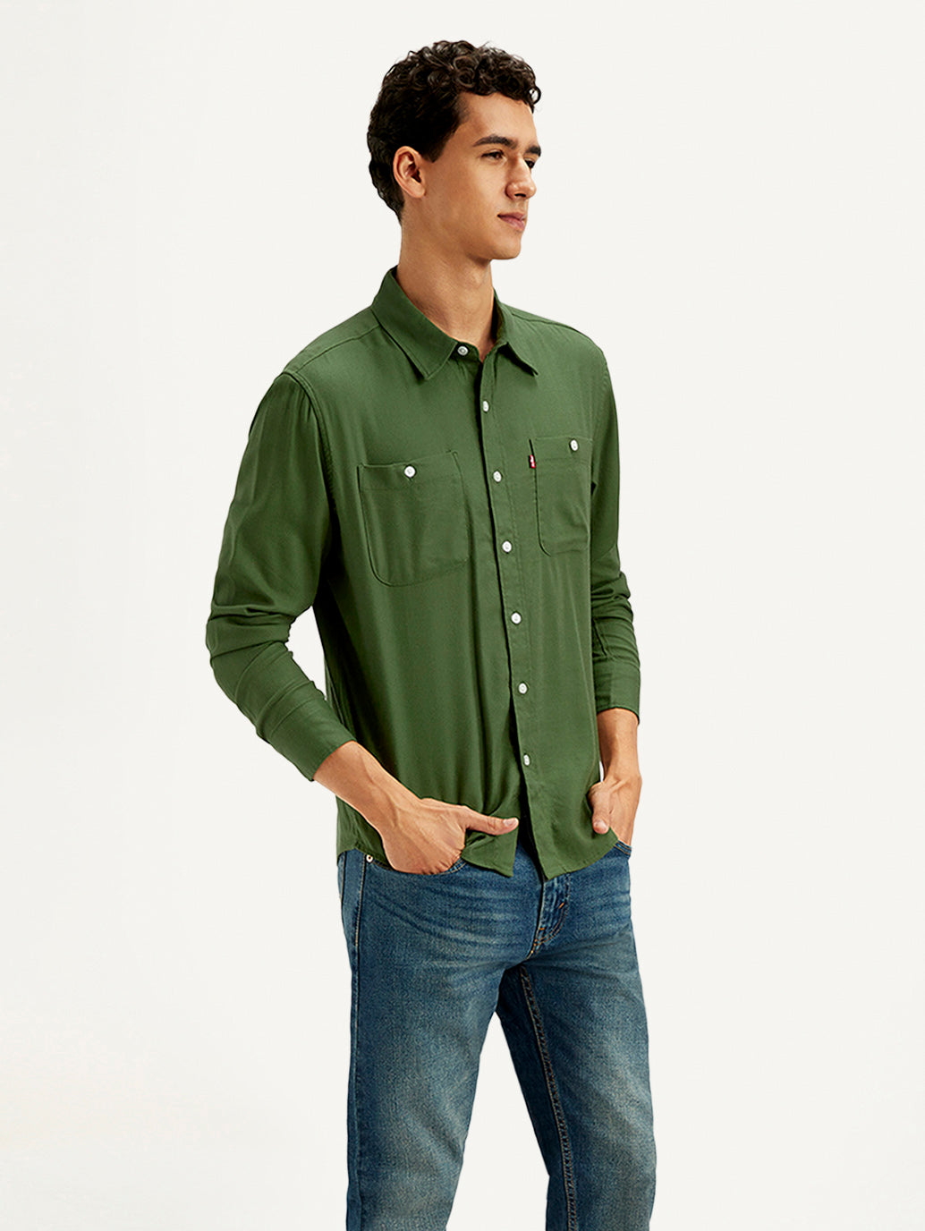 Men's Solid Slim Fit Shirt - Side View
