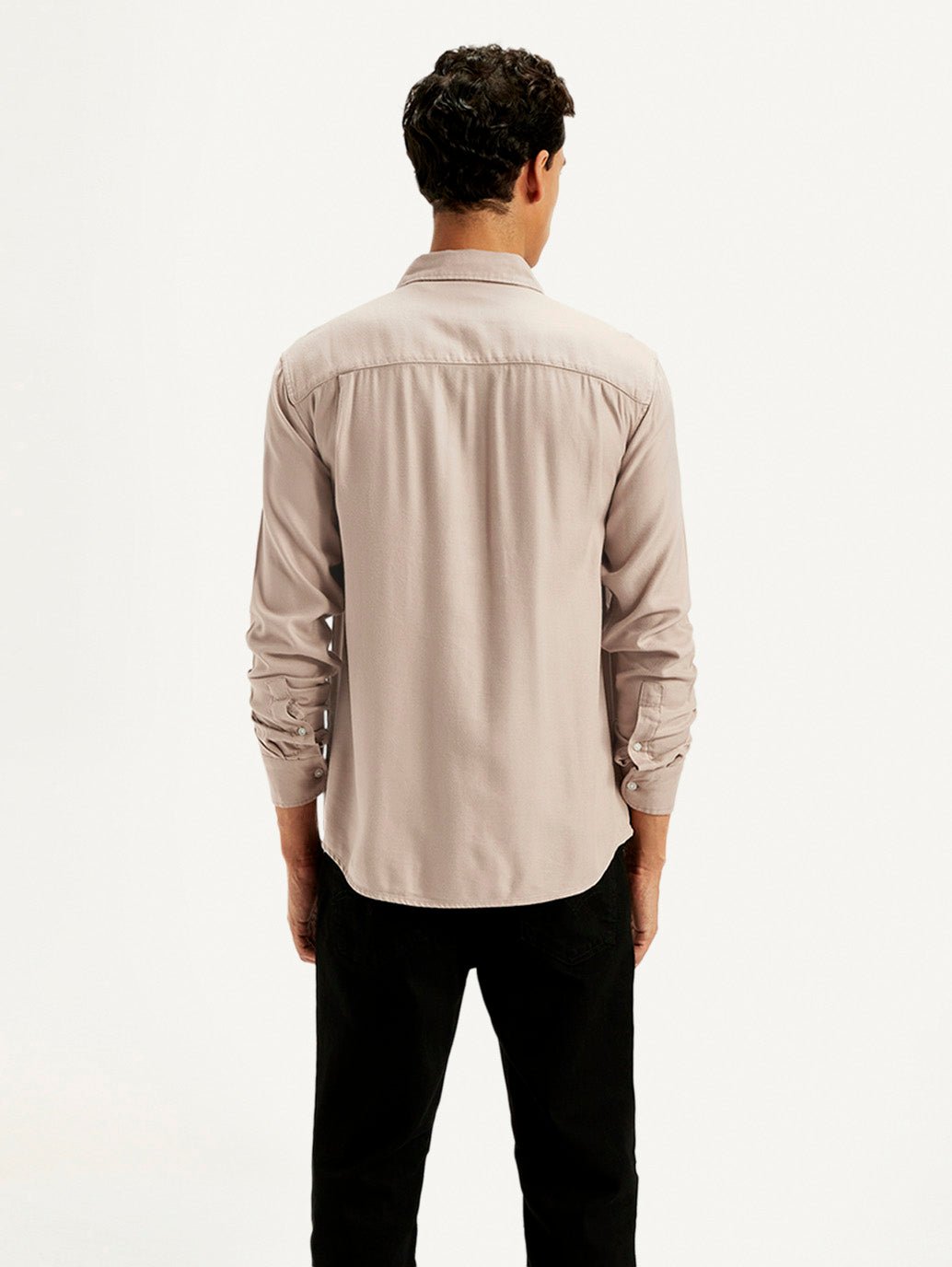 Men's Solid Slim Fit Shirt - Back View