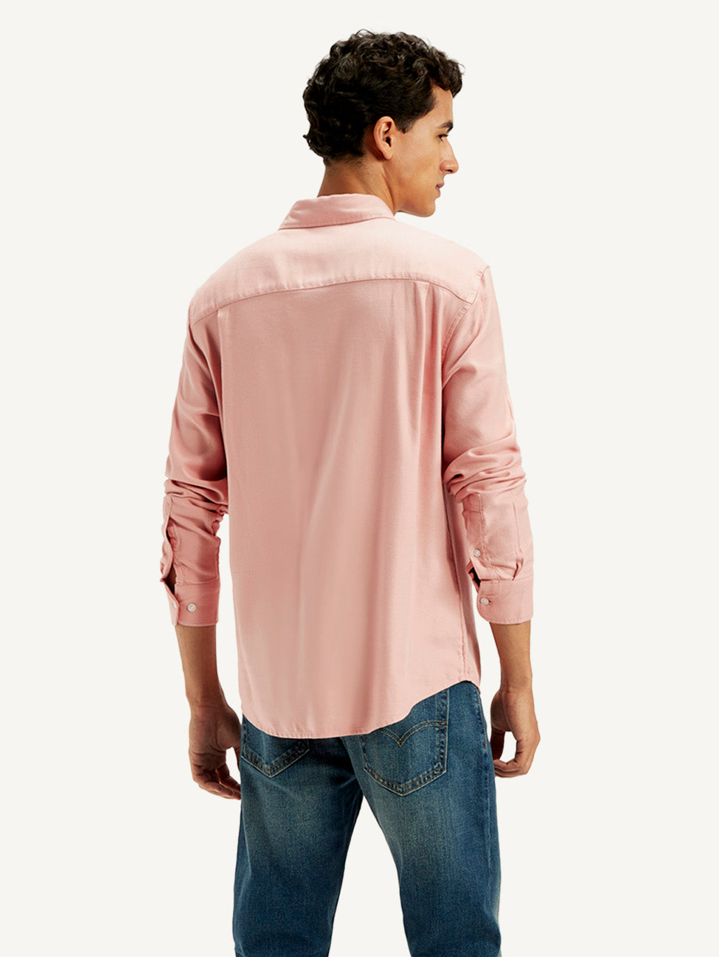 Men's Solid Slim Fit Shirt - Back View