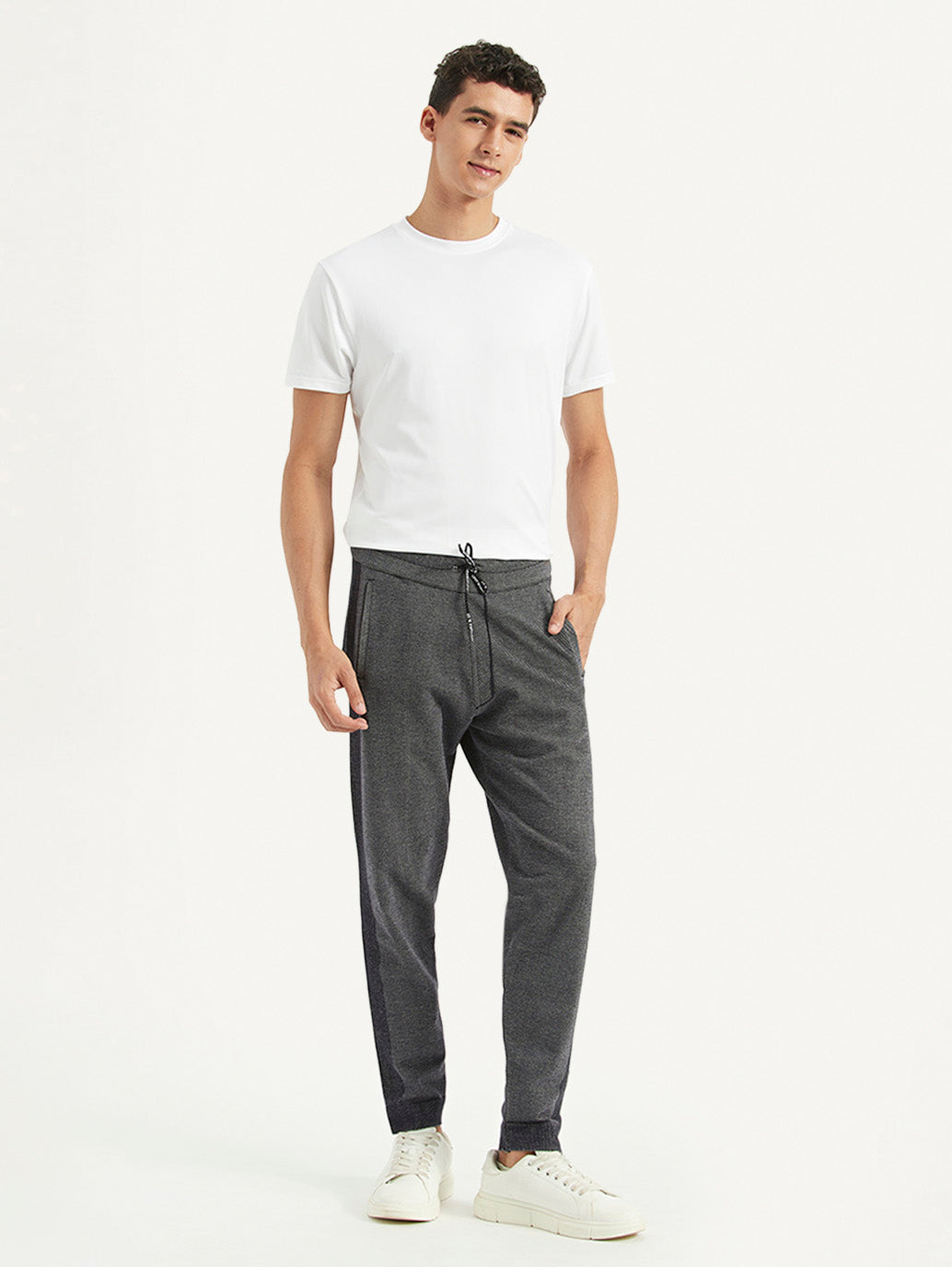 Men's Grey Regular Fit Jogger - Front View