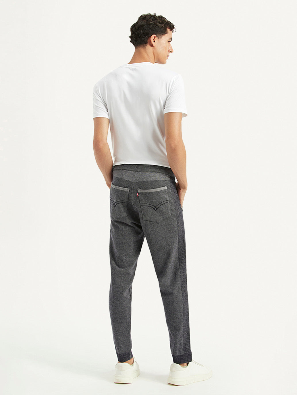Men's Grey Regular Fit Jogger - Back View