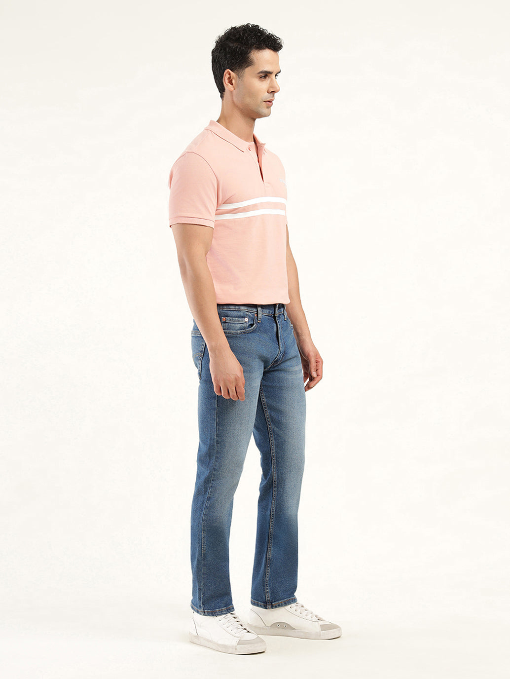 Men's 513 Indigo Slim Straight Fit Mid Rise Jeans - Side View