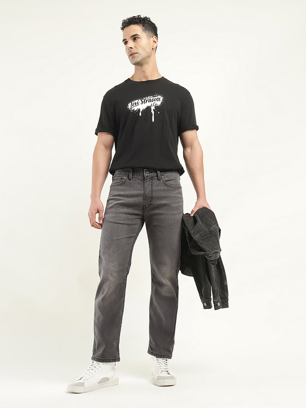 Men's 513 Charcoal Grey Slim Straight Fit Mid Rise Jeans