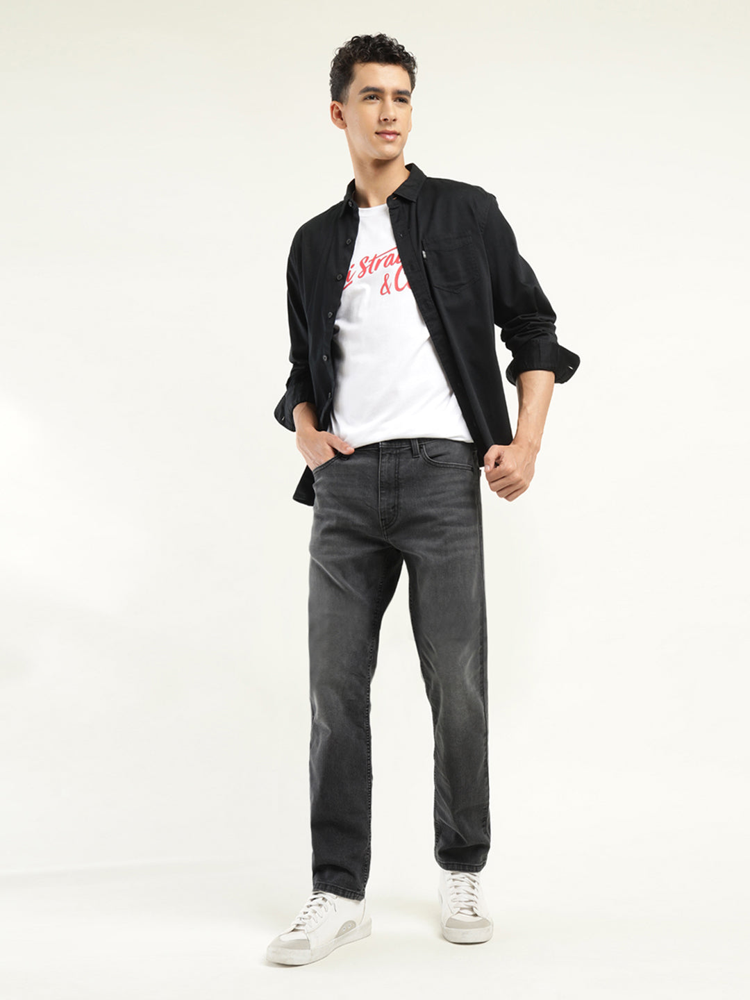Men's 513 Black Slim Straight Fit Mid Rise Jeans