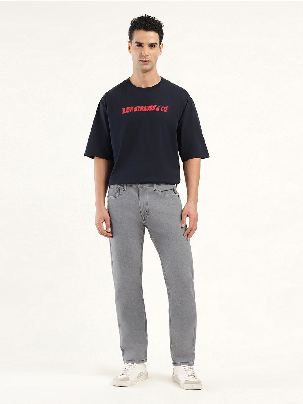 Men's 513 Grey Slim Straight Fit Mid Rise Jeans - Front View