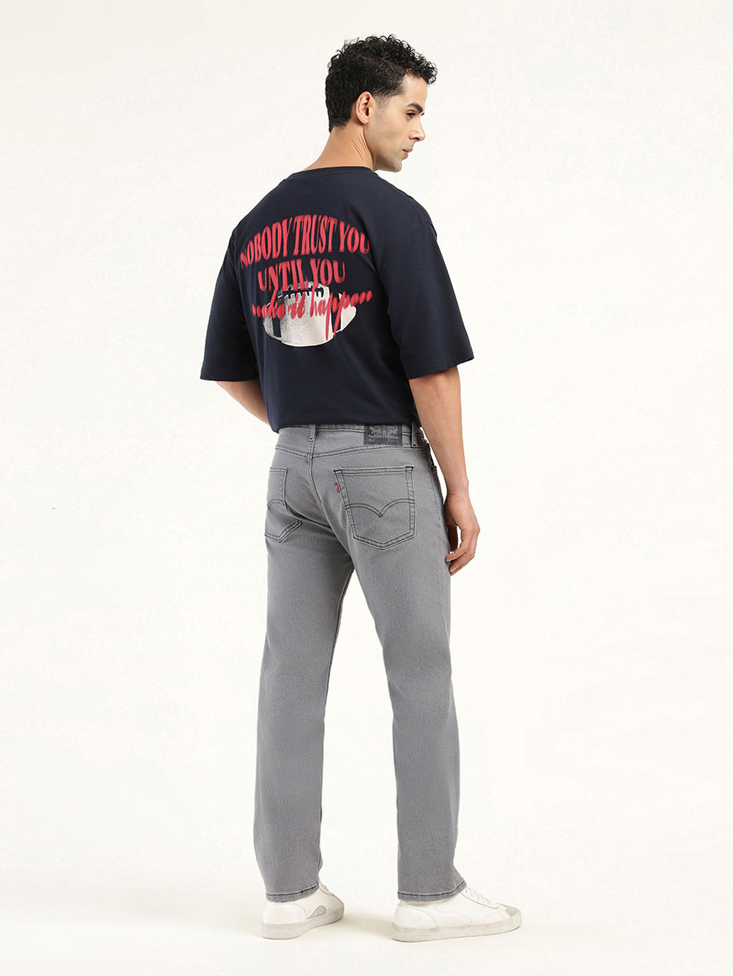 Men's 513 Grey Slim Straight Fit Mid Rise Jeans - Back View