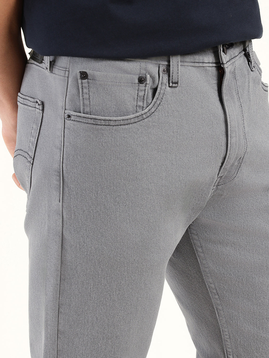 Men's 513 Grey Slim Straight Fit Mid Rise Jeans - Detail View