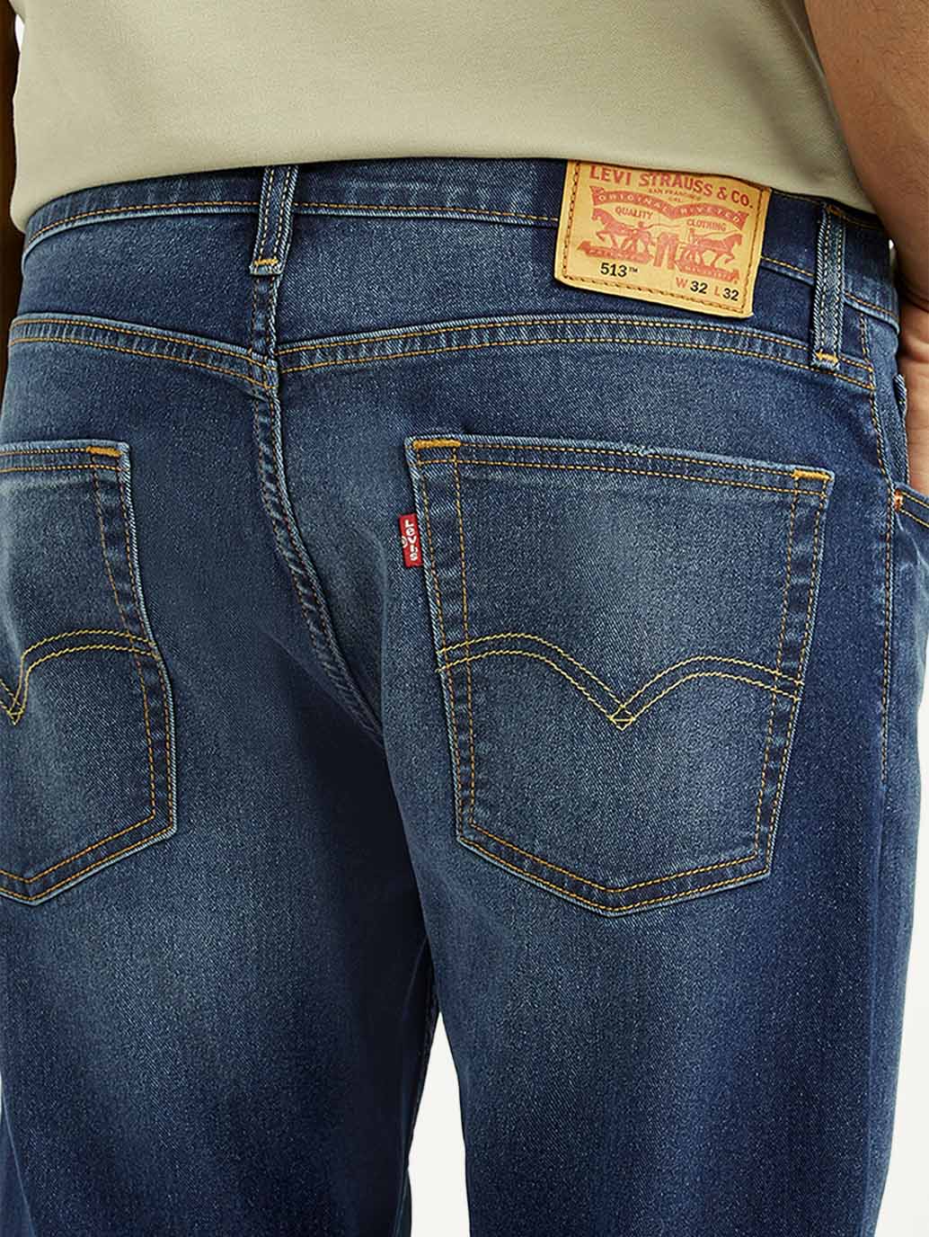 Men's 513 Dark Indigo Slim Straight Fit Mid Rise Jeans - Detail View