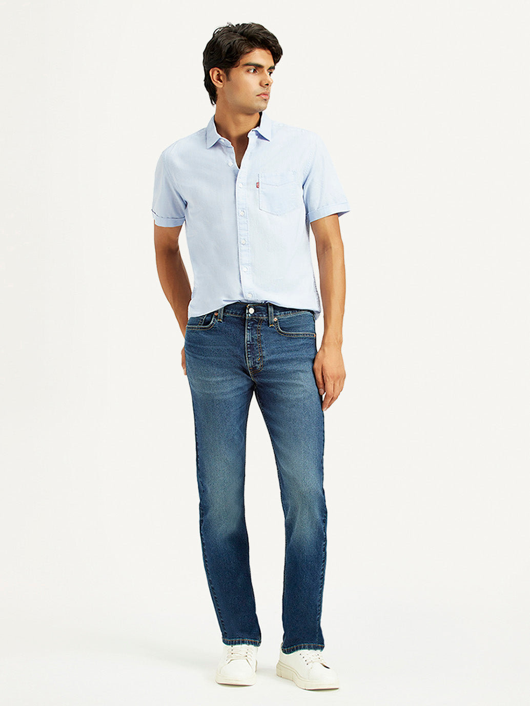 Men's 513 Dark Indigo Slim Straight Fit Mid Rise Jeans - Styleshot View