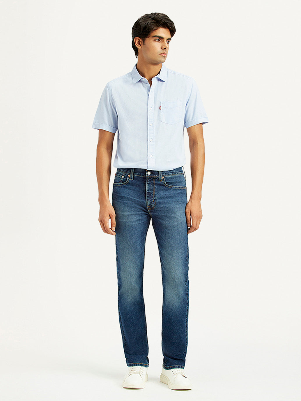 Men's 513 Dark Indigo Slim Straight Fit Mid Rise Jeans - Front View