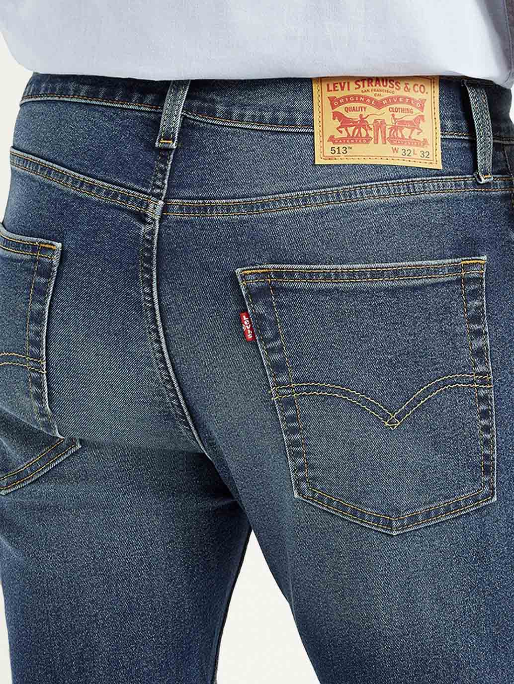 Men's 513 Dark Indigo Slim Straight Fit Mid Rise Jeans - Detail View