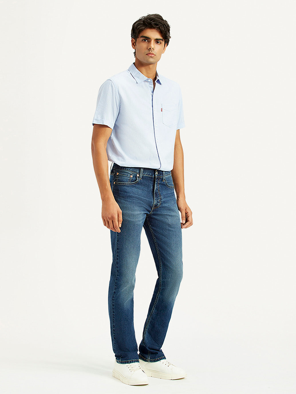 Men's 513 Dark Indigo Slim Straight Fit Mid Rise Jeans - Side View