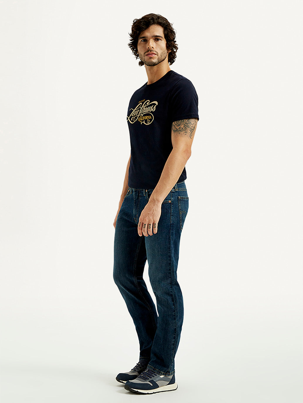 Men's 513 Dark Indigo Slim Straight Fit Mid Rise Jeans - Side View