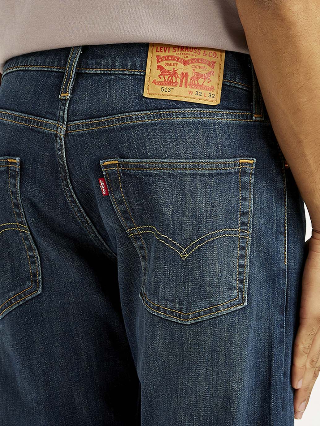 Men's 513 Dark Indigo Slim Straight Fit Mid Rise Jeans - Detail View