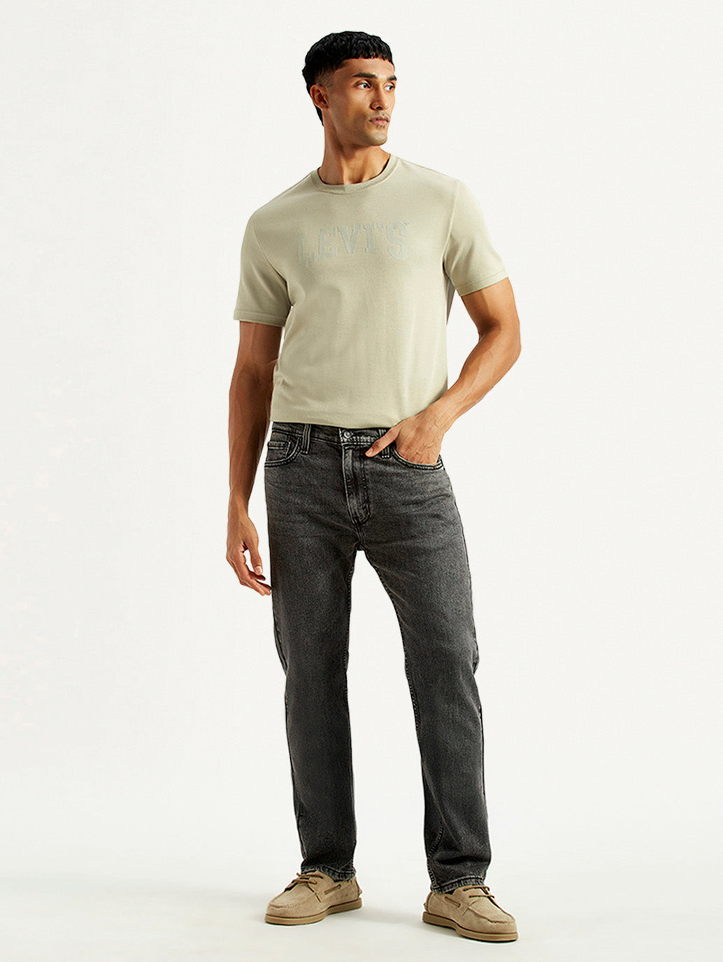 Men's 513 Black Slim Straight Fit Mid Rise Jeans - Front View