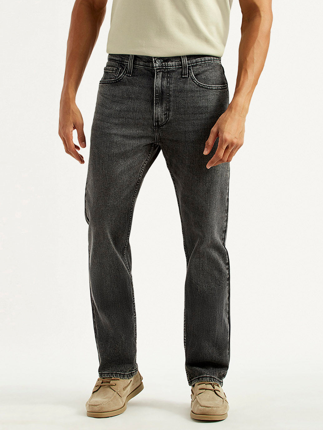 Men's 513 Black Slim Straight Fit Mid Rise Jeans - Front View