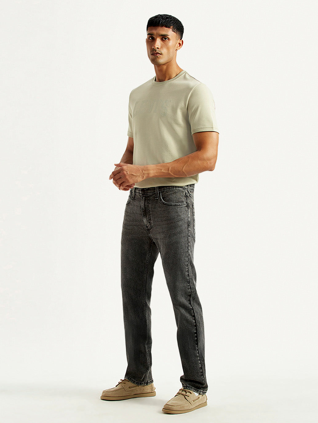 Men's 513 Black Slim Straight Fit Mid Rise Jeans - Side View