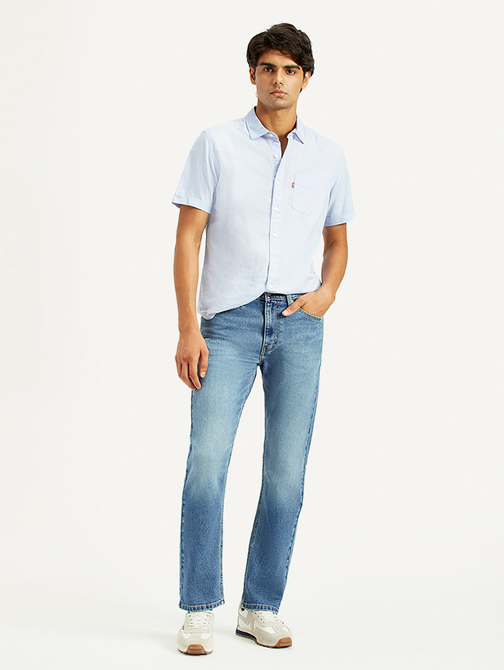 Men's 513 Med Indigo Slim Straight Fit Mid Rise Jeans - Styleshot View