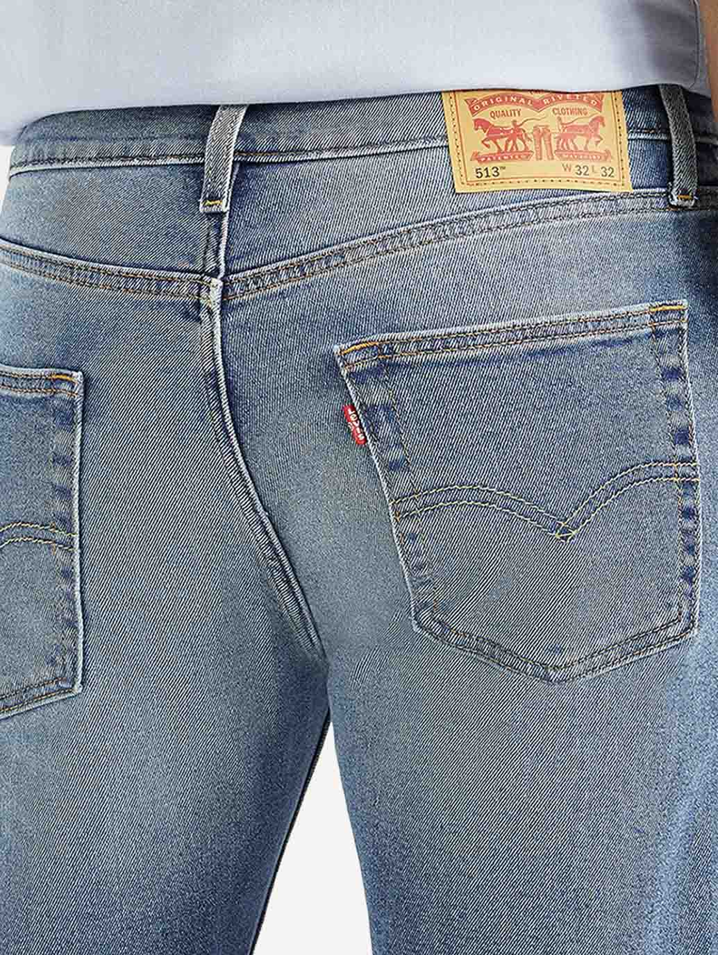 Men's 513 Med Indigo Slim Straight Fit Mid Rise Jeans - Detail View