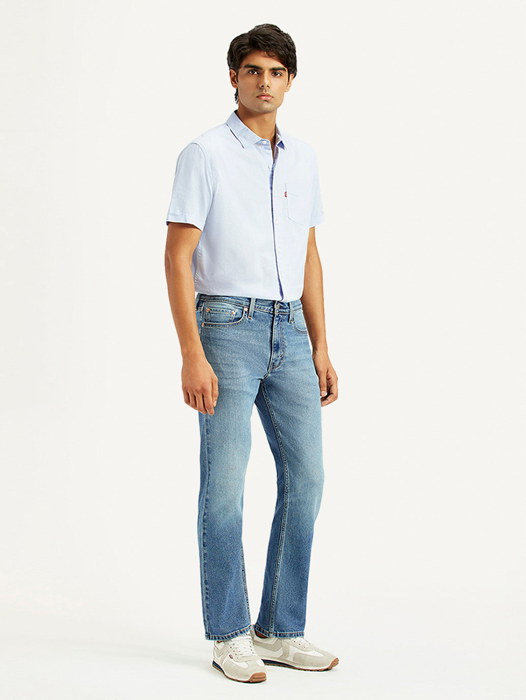 Men's 513 Med Indigo Slim Straight Fit Mid Rise Jeans - Side View