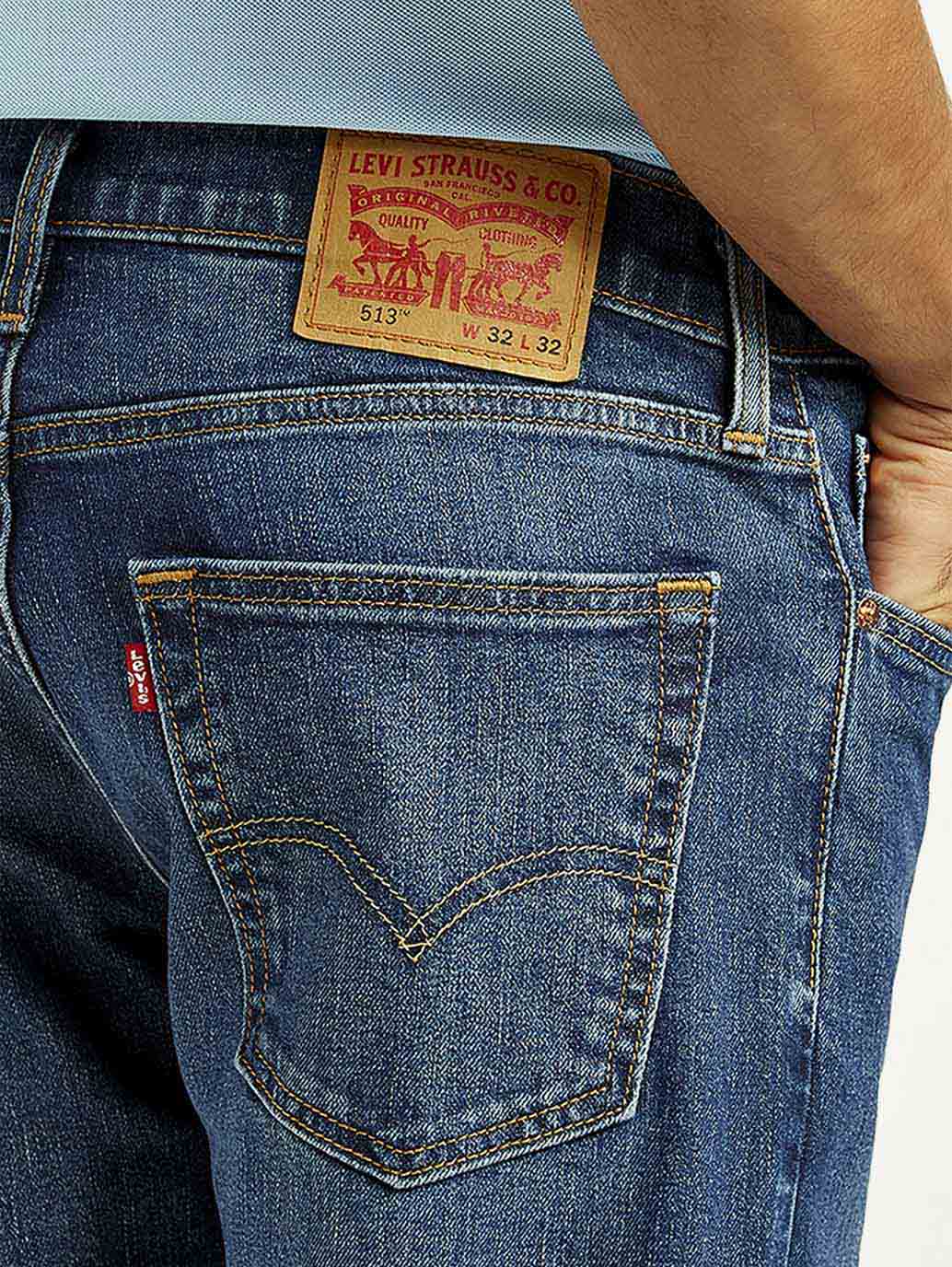 Men's 513 Dark Indigo Slim Straight Fit Mid Rise Jeans - Detail View