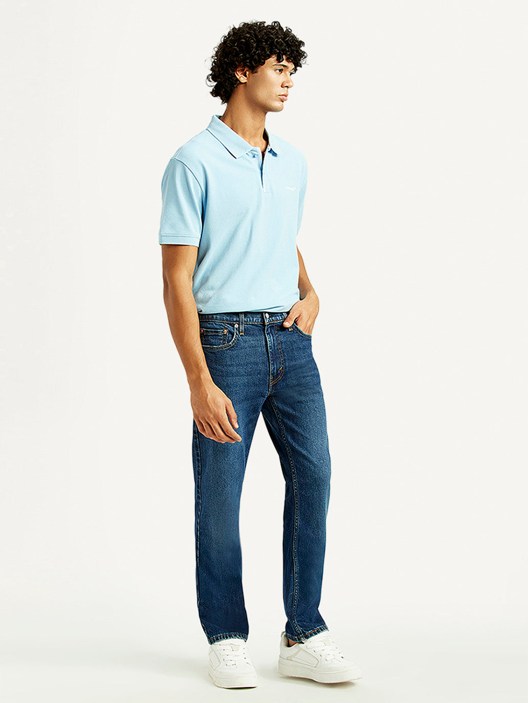 Men's 513 Dark Indigo Slim Straight Fit Mid Rise Jeans - Side View