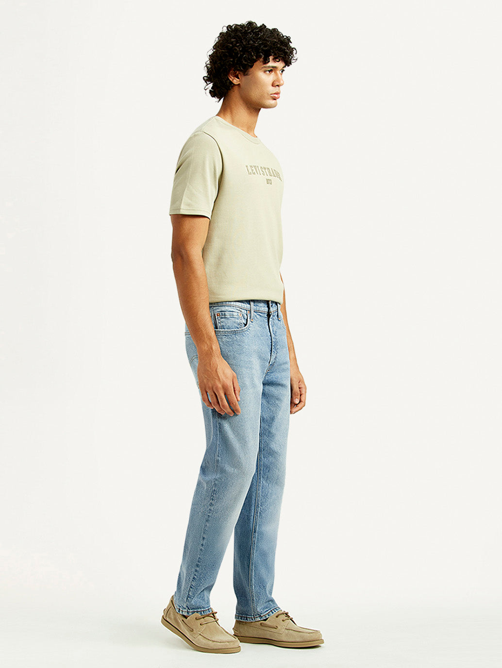 Men's 513 Light Indigo Slim Straight Fit Mid Rise Jeans - Side View