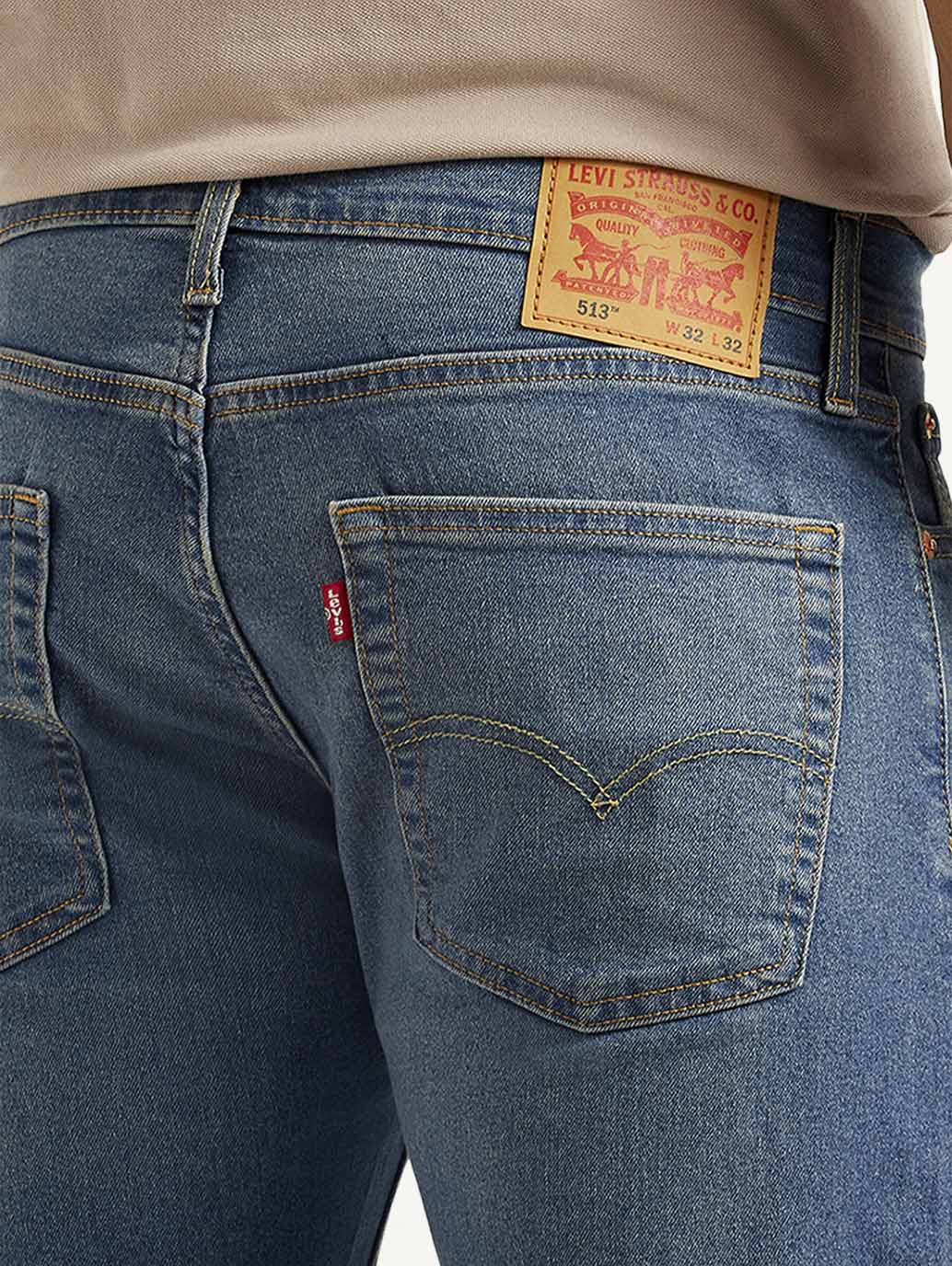 Men's 513 Med Indigo Slim Straight Fit Mid Rise Jeans - Detail View