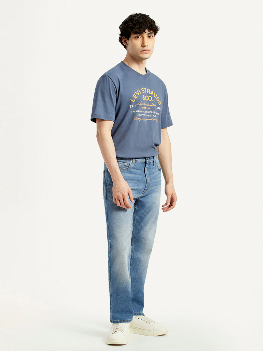 Men's 513 Light Indigo Slim Straight Fit Mid Rise Jeans - Side View