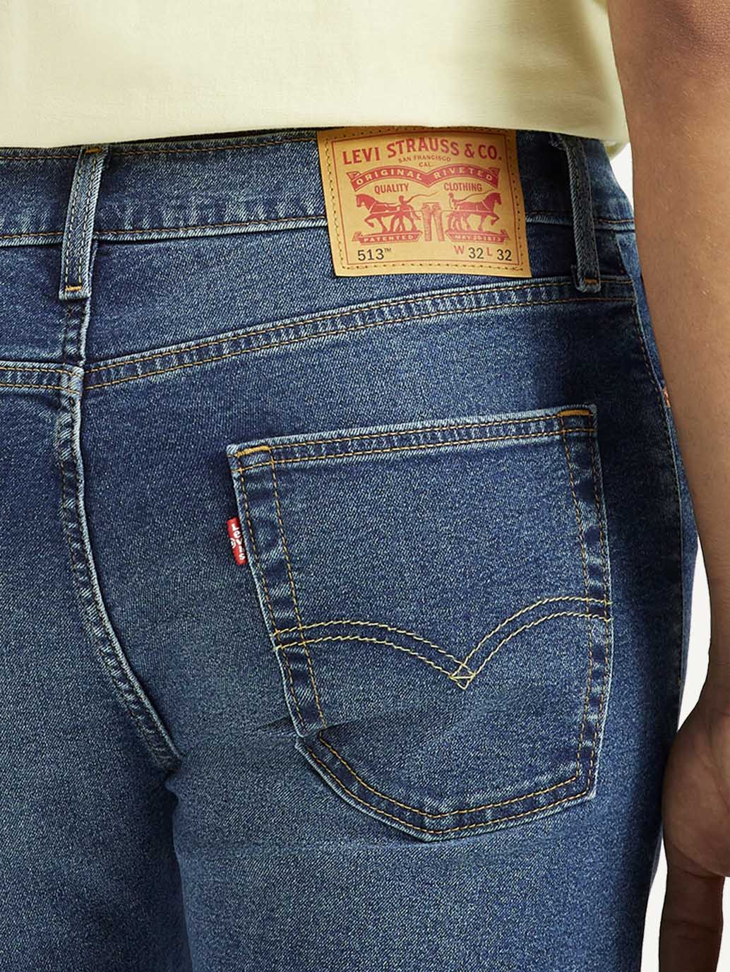 Men's 513 Dark Indigo Slim Straight Fit Mid Rise Jeans - Detail View