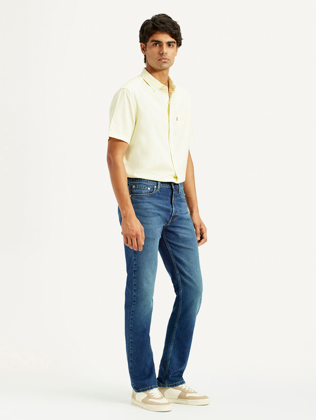 Men's 513 Dark Indigo Slim Straight Fit Mid Rise Jeans - Side View