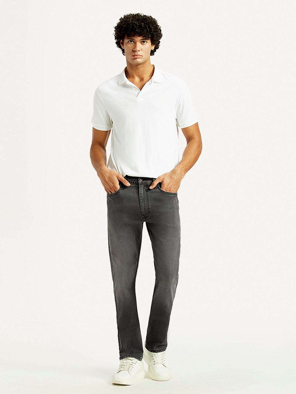 Men's 513 Grey Slim Straight Fit Mid Rise Jeans - Styleshot View